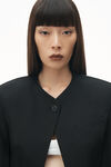 Alexander Wang black collarless tailored jacket with slits in wool blend