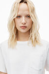 alexander wang crop pocket tee in high twist jersey white