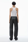 Alexander Wang black ez - mid rise relaxed straight pant in primal nappa lambskin leather
