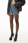 alexander wang bite logo short in deep blue denim deep blue/white