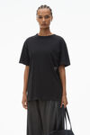 alexander wang acid wash tee in high twist jersey    acid black