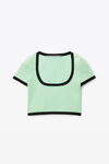 alexander wang contrast scoop neck tee in compact nylon absinthe