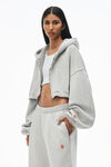 Alexander Wang washed smoke white crop zip up hoodie in classic terry