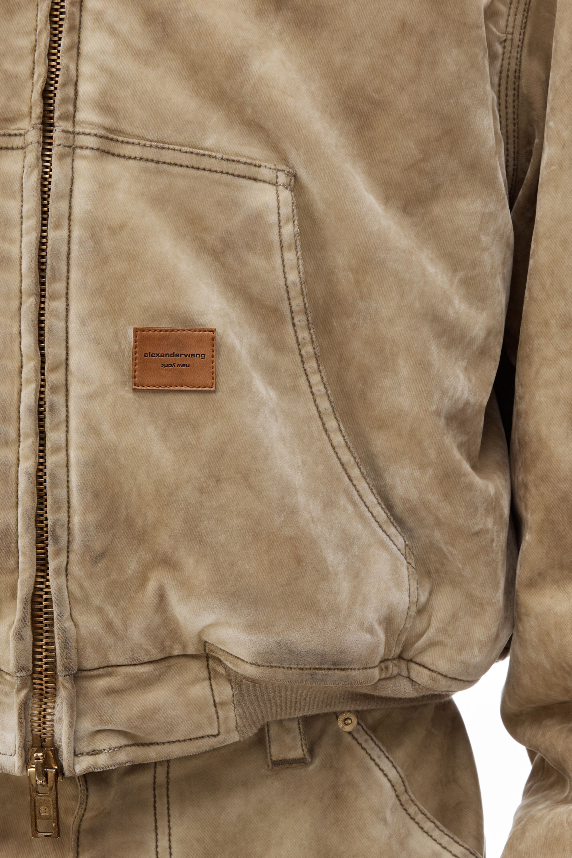 Hooded Workwear Jacket with Weathered Flocking in WEATHERED