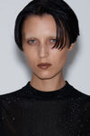 Alexander Wang black mockneck tank in clear bead hotfix