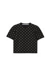 alexander wang cropped logo tee in crystal nylon black