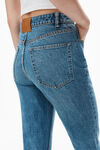 alexander wang fly high-rise stacked jean in denim vintage medium indigo