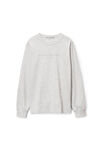 alexander wang puff logo long sleeve tee in compact jersey light heather grey
