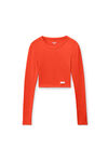 Alexander Wang fiery red cropped long-sleeve tee in ribbed cotton