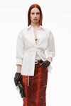 alexander wang 棉质腰部系带系扣衬衫 white