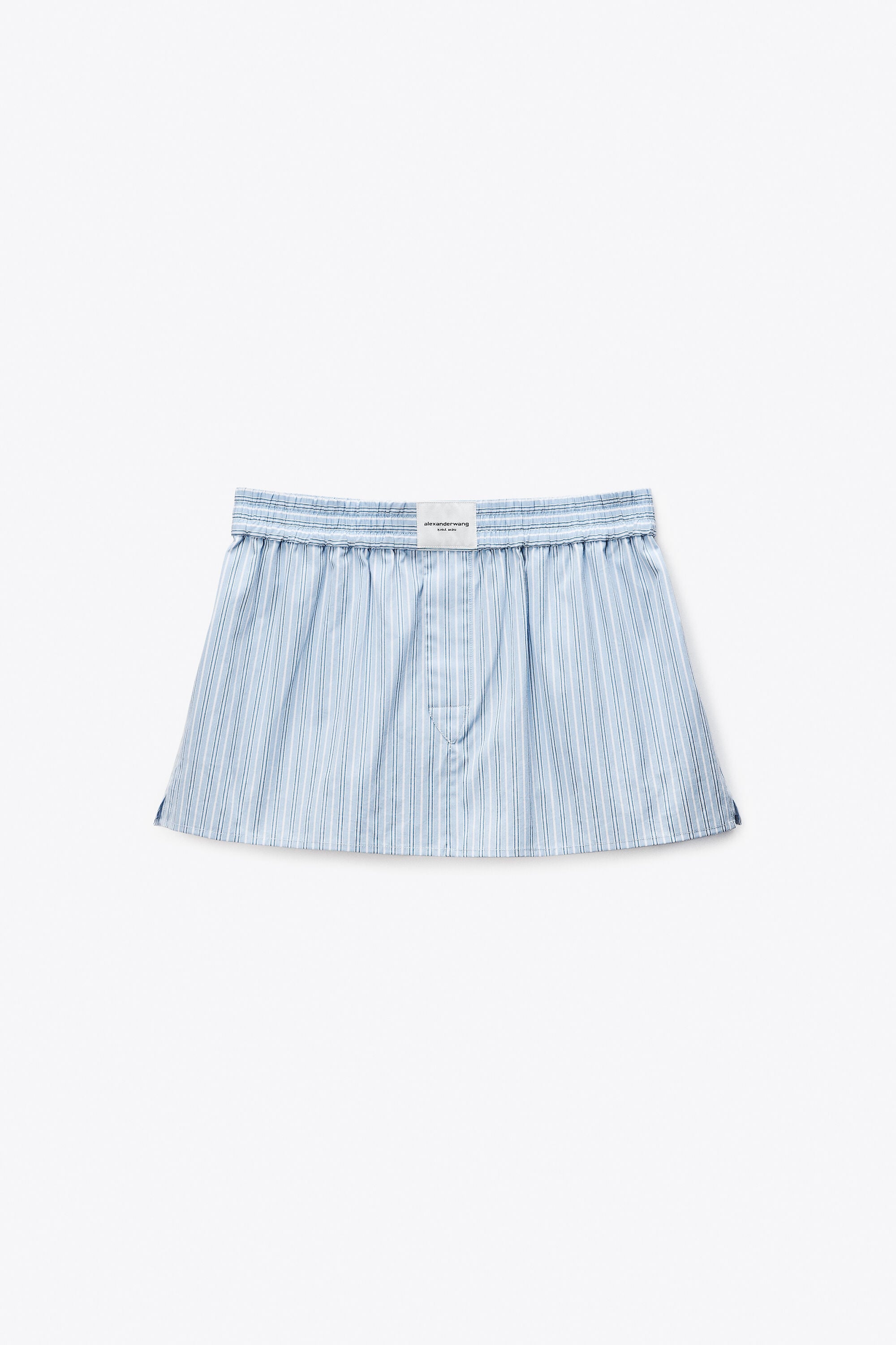 MID-RISE MINI BOXER SKORT in LIGHT BLUE STRIPE | alexanderwang®