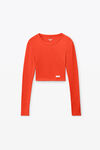 Alexander Wang fiery red cropped long-sleeve tee in ribbed cotton