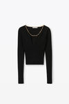 alexander wang 徽标铭牌美利奴羊毛 v 领套头衫 black