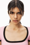 alexander wang contrast scoop neck tee in compact nylon light pink