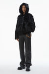Alexander Wang black unisex zip-up hoodie in calf hair
