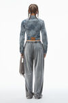 Alexander Wang washed smoke white slim flocked trucker jacket with lasered cloud print