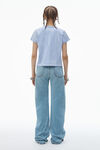 Alexander Wang washed pale blue puff logo shrunken tee in cotton jersey