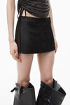 Alexander Wang black fitted skort with side slit in linen chintz