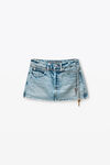 Alexander Wang vintage bleach blue regen indigo denim skort with chain belt