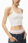 alexander wang scoop neck tank in stretch viscose knit soft white