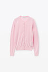 Alexander Wang pink chalk logo-embossed cardigan in superfine merino wool