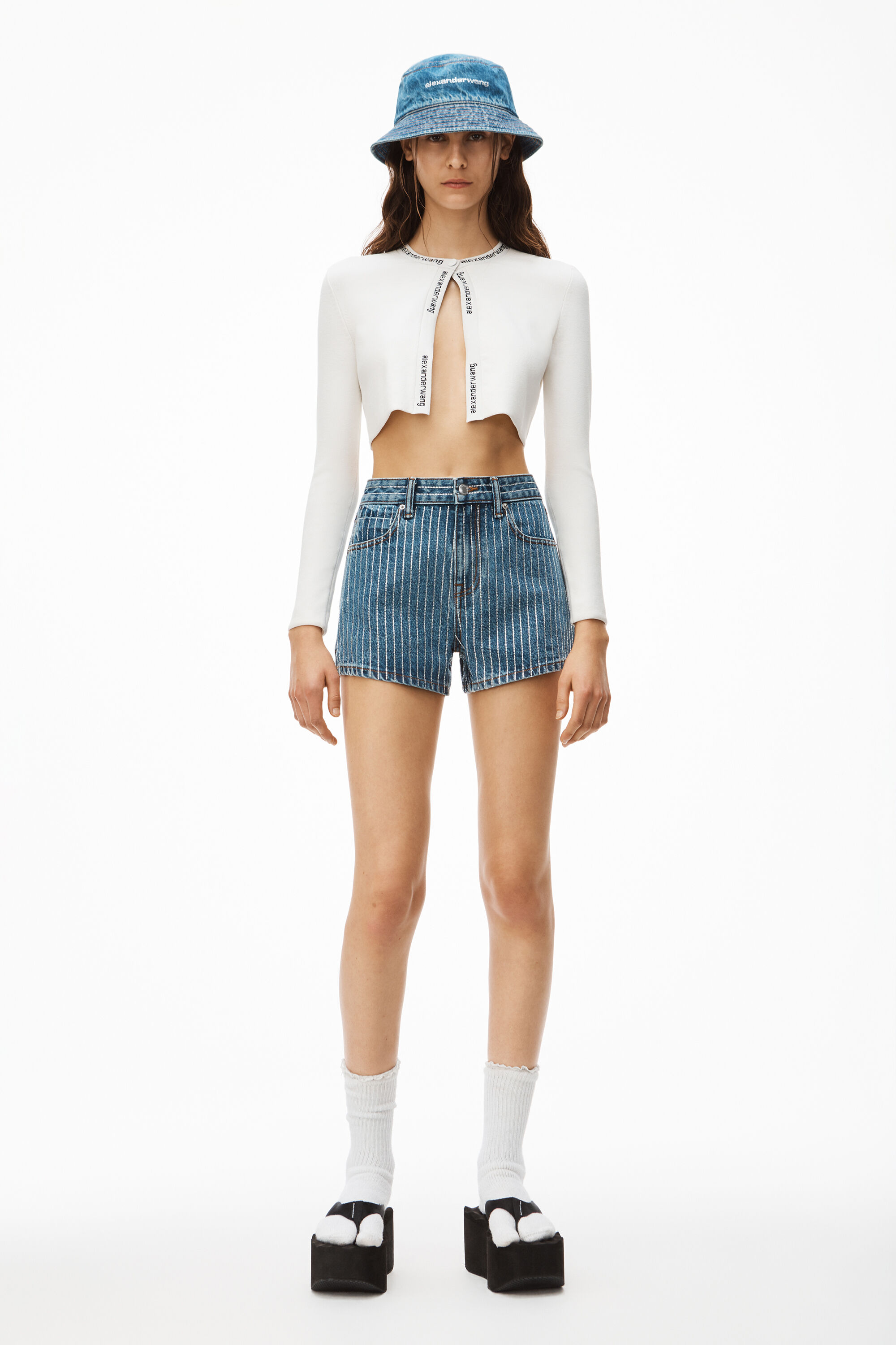 alexanderwang CRYSTAL STRIPE BITE SHORT 