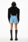 alexander wang 棉质尼龙烫钻平角短裤 light blue/white