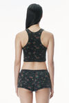 Alexander Wang washed black multi 花卉图案罗纹棉质工字背心