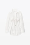 alexander wang ruched bandeau shirt in compact cotton bright white