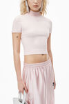 Alexander Wang ballerina pink kurzärmeliges oberteil mit stehkragen und logo
