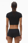Alexander Wang black crystal hotfix short-sleeve cropped tee