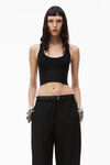 Alexander Wang black logo elastic scoopneck bra top