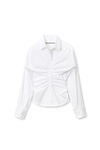 alexander wang ruched hourglass shirt in cotton poplin white