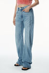 Alexander Wang classic light indigo 高频徽标装饰铰接牛仔裤