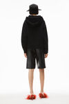 alexander wang puff logo hoodie in structured terry black