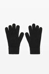 embossed logo gloves in stretch wool