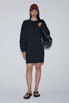 Alexander Wang charcoal clear bead hotfix cable-knit pullover dress in boiled wool