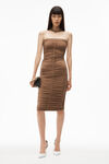RUCHED STRAPLESS DRESS IN STRETCH NYLON