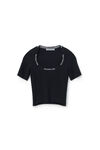 alexander wang logo jacquard short-sleeve tee in stretch knit black