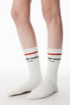 Alexander Wang white logo sock in cotton terry