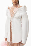 alexander wang layered bikini shirt in poplin swim white