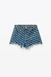 alexander wang bite logo short in deep blue denim deep blue/white