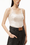 alexander wang tanktop in sequin nylon snow white