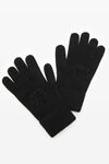 Alexander Wang black gants à logo en relief en laine extensible