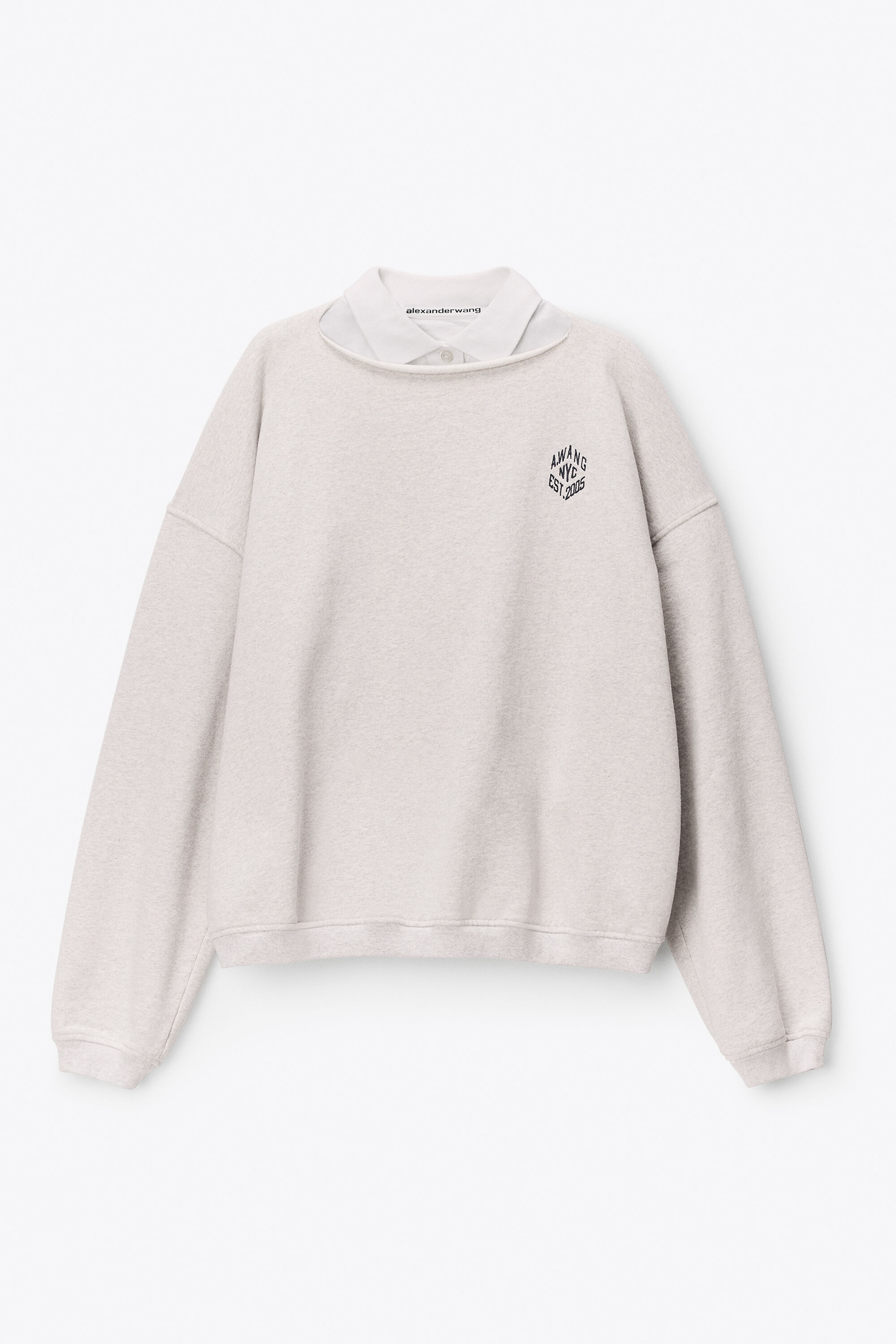 Polo Dickie Sweatshirt in LT HEATHER GREY/VINTAGE WHITE