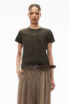 alexander wang puff logo shrunken tee in glitter jersey army green
