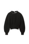 CRYSTAL TRIM PULLOVER IN BOILED WOOL