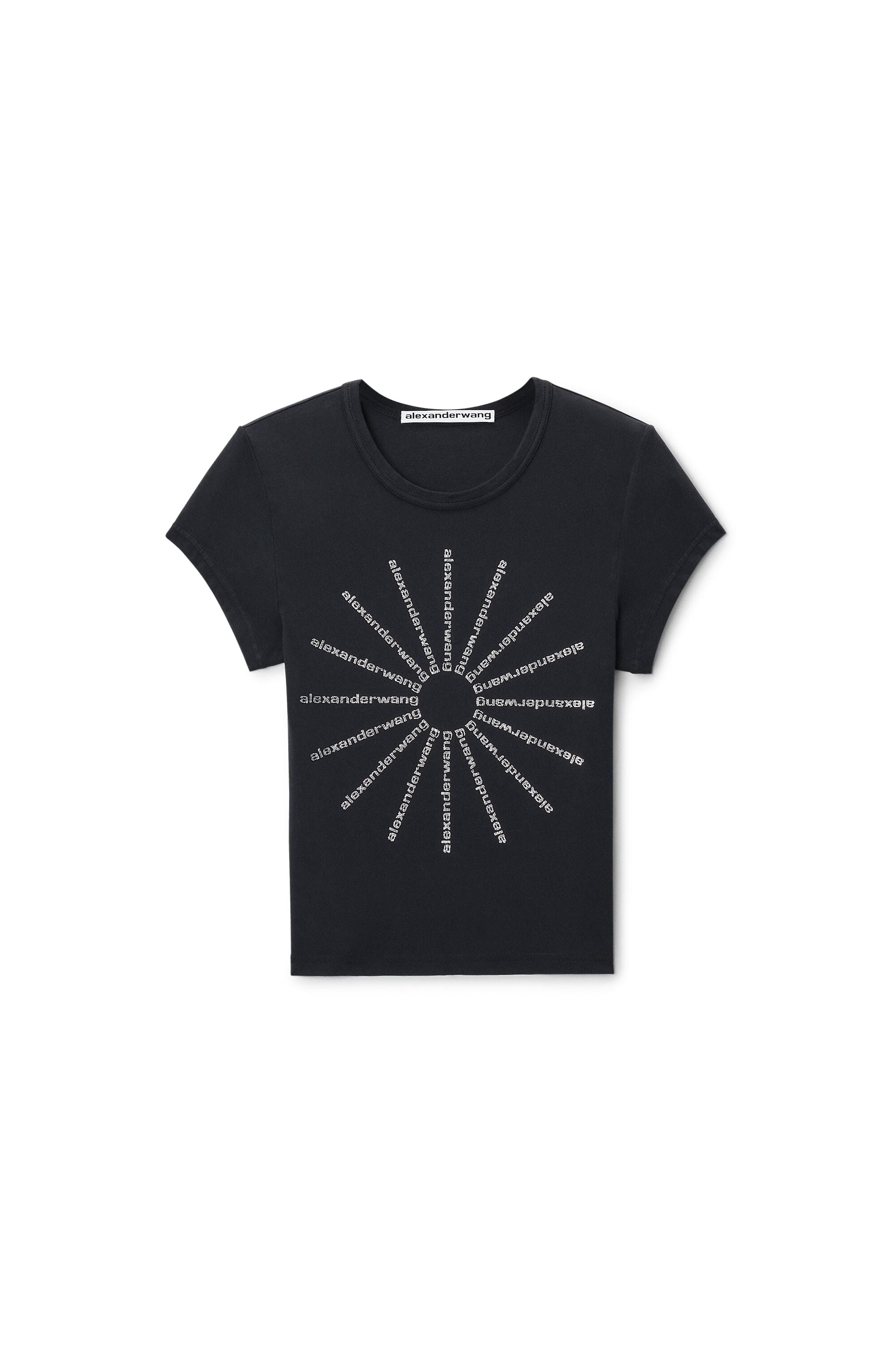CRYSTAL PINWHEEL FITTED TEE in WASHED BLACK | alexanderwang®