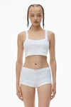Alexander Wang white crystal hotfix cropped camisole in waffle knit