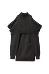 alexander wang inverted turtleneck dress in boiled wool charcoal